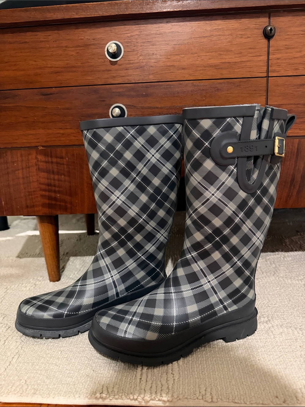 Western Chief Printed Tall Rain Boot Cabin Plaid - Picture 8 of 9